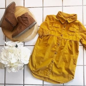 Mustard Corduroy Dress with Buttons and Collar